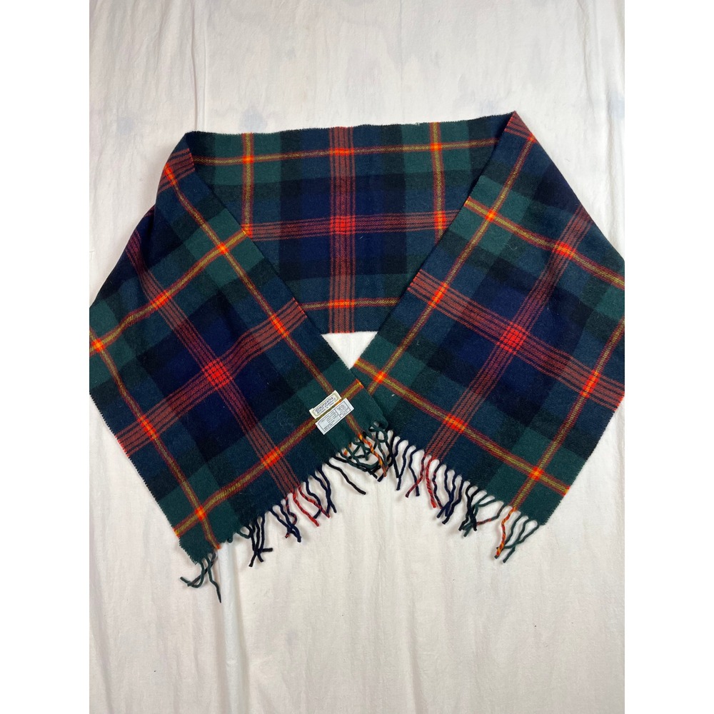 Britches Great Outdoors Lambswool Scarf Plaid Green Navy Red Made in Italy‎